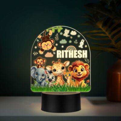 Personalized Cute Animal Jungle UV Print Night Lamp Kids Birthday Return Gift Light